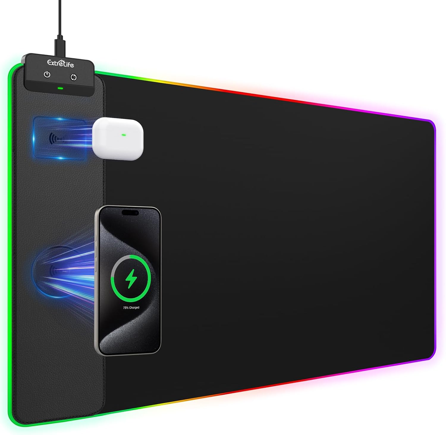 Mouse Charging Pad - Wireless Charging Mouse Pad 15W, RGB