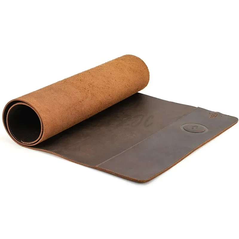Vintage Cowhide Mouse Pad with - Mouse Charging Pad ulasan dan harga