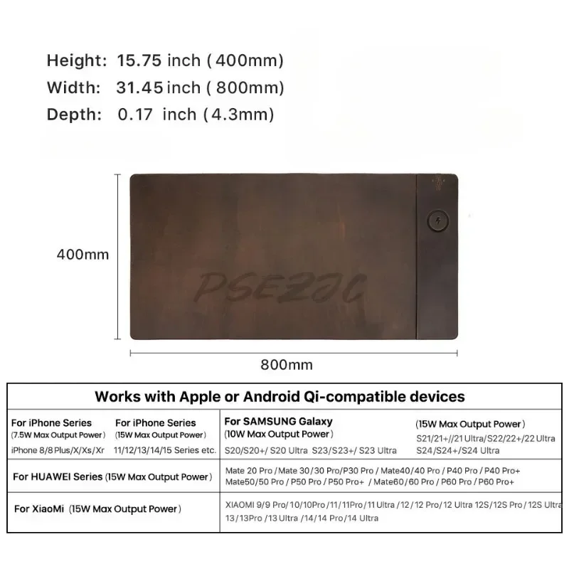 Vintage Cowhide Mouse Pad with - Mouse Charging Pad ulasan dan harga