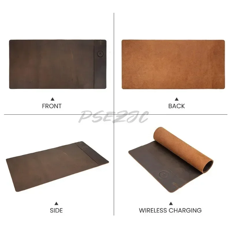 Vintage Cowhide Mouse Pad with - Mouse Charging Pad ulasan dan harga