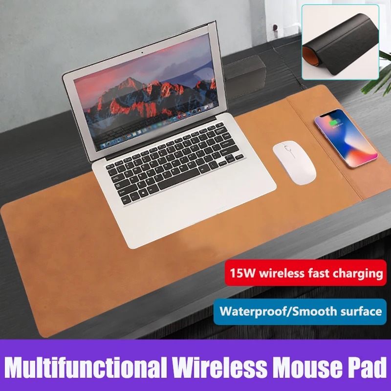 Wireless Charging PU Mouse Pad - Mouse Charging Pad ulasan dan harga