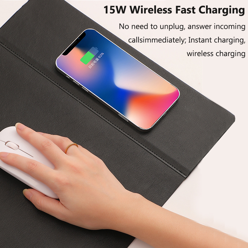 Wireless Charging PU Mouse Pad - Mouse Charging Pad ulasan dan harga
