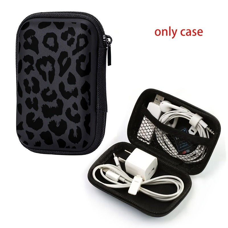 Black Leopard Print EVA Hard S - Tech Accessories Organizer ulasan dan harga