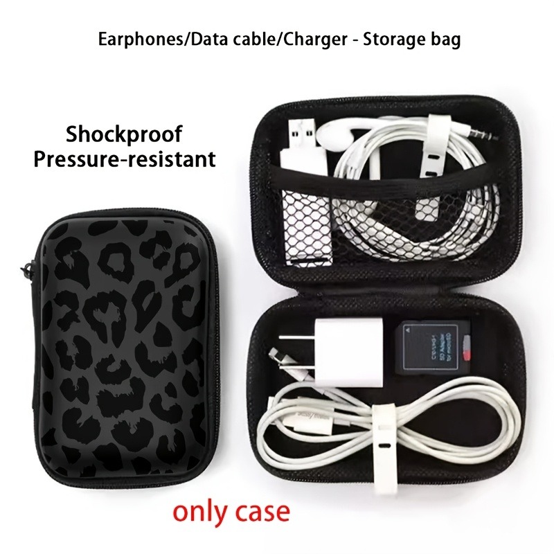 Black Leopard Print EVA Hard S - Tech Accessories Organizer ulasan dan harga