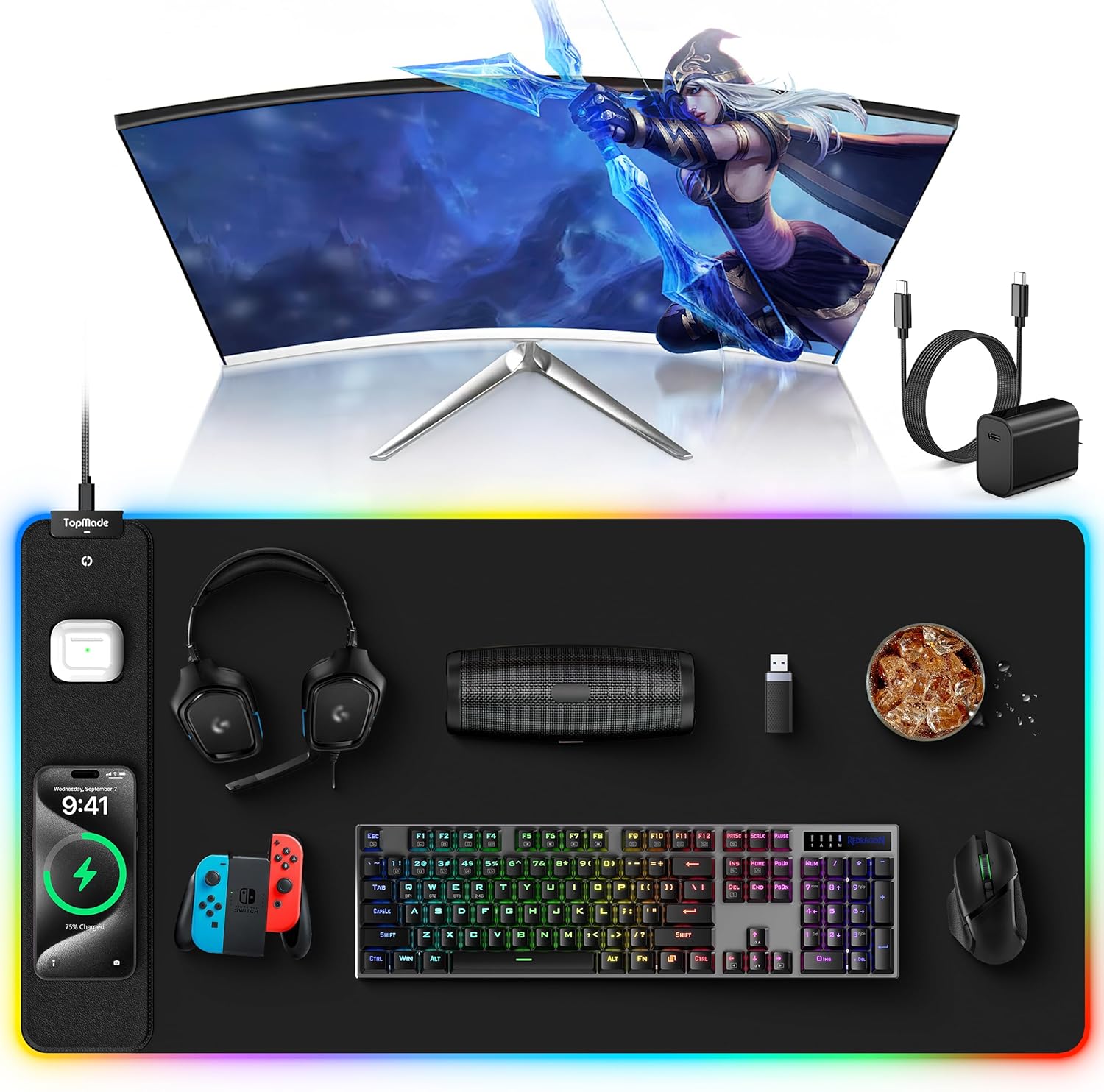 Wireless Charging RGB Mouse Pa - Mouse Charging Pad ulasan dan harga
