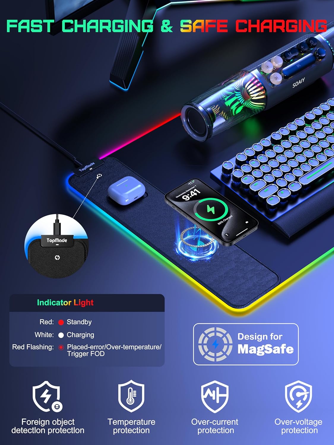 Wireless Charging RGB Mouse Pa - Mouse Charging Pad ulasan dan harga